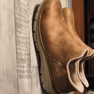 Skechers Tan Suede Loafers with Cushioned Sole